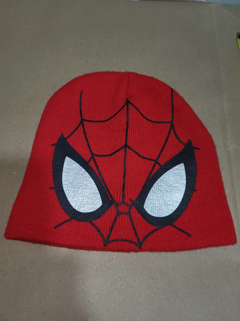 Kids Spider-Web Knit Beanie Hat - Red Superhero Costume